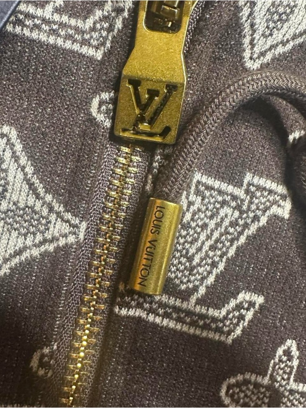 Louis Vuitton Brown & Beige Monogram Zip-Up Hoodie Size M - Picture 5 of 8